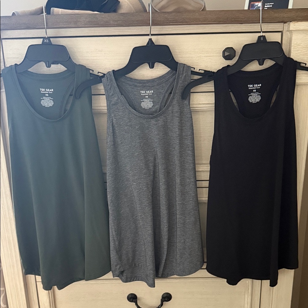 Tek Gear Women's Racerback Workout Tops - Black/Gray/Navy Blue/Green